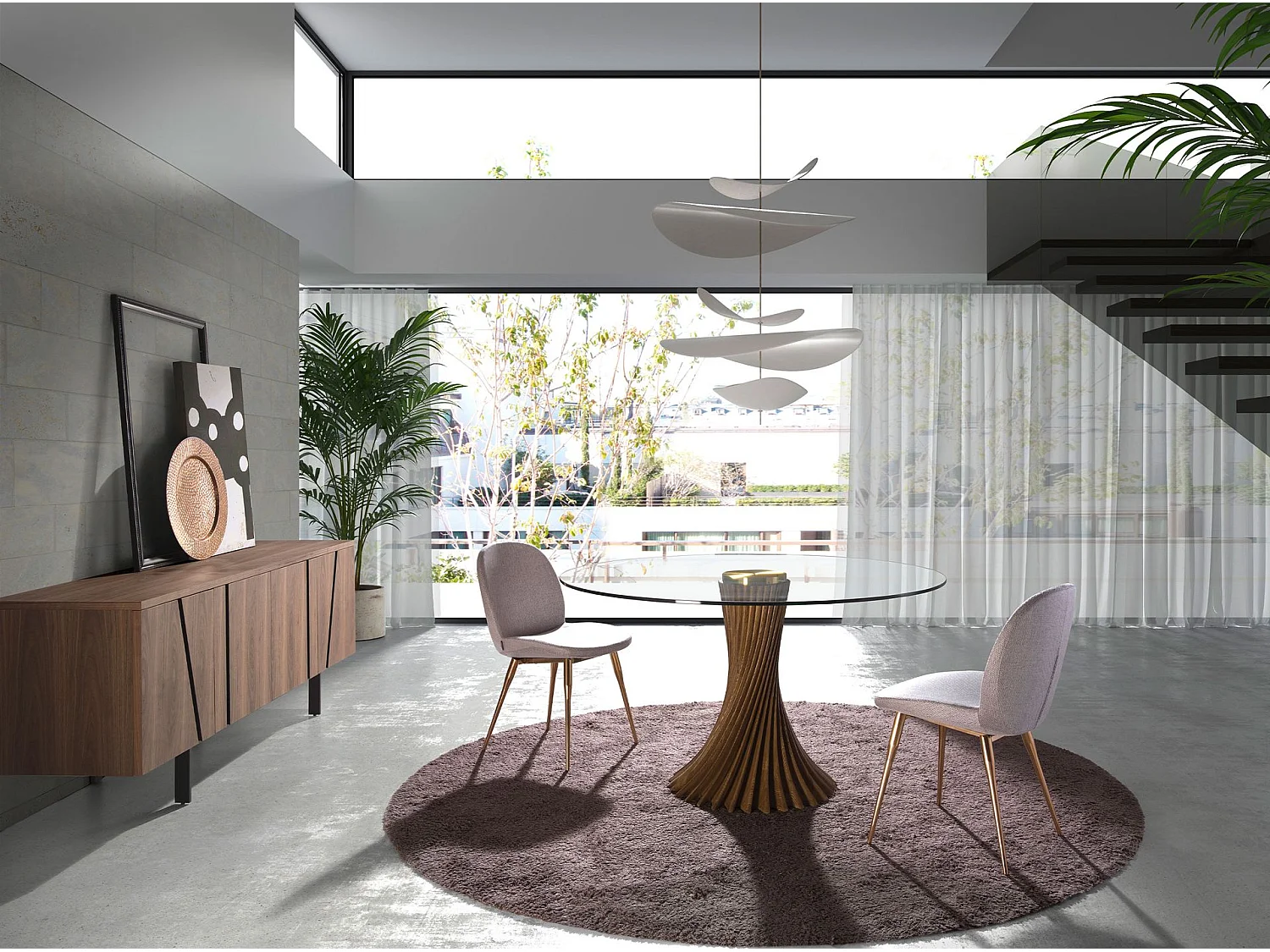 Buffet noyer et acier noir 3124 ANGEL CERDA