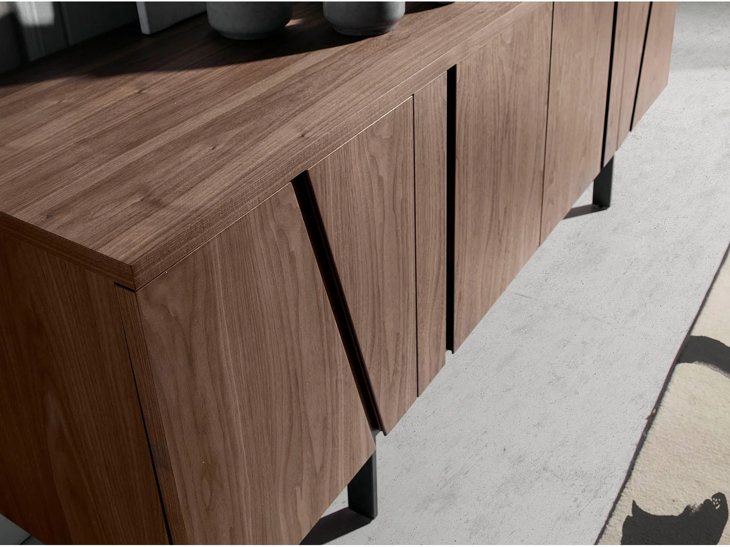 Dressoir notenhout en zwart staal 3124 ANGEL CERDA