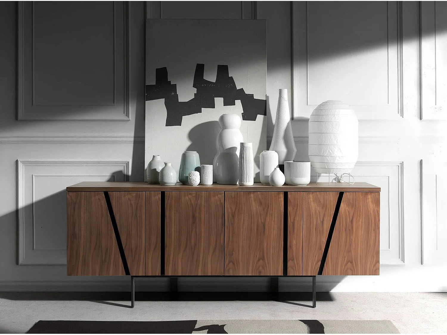Buffet noyer et acier noir 3124 ANGEL CERDA