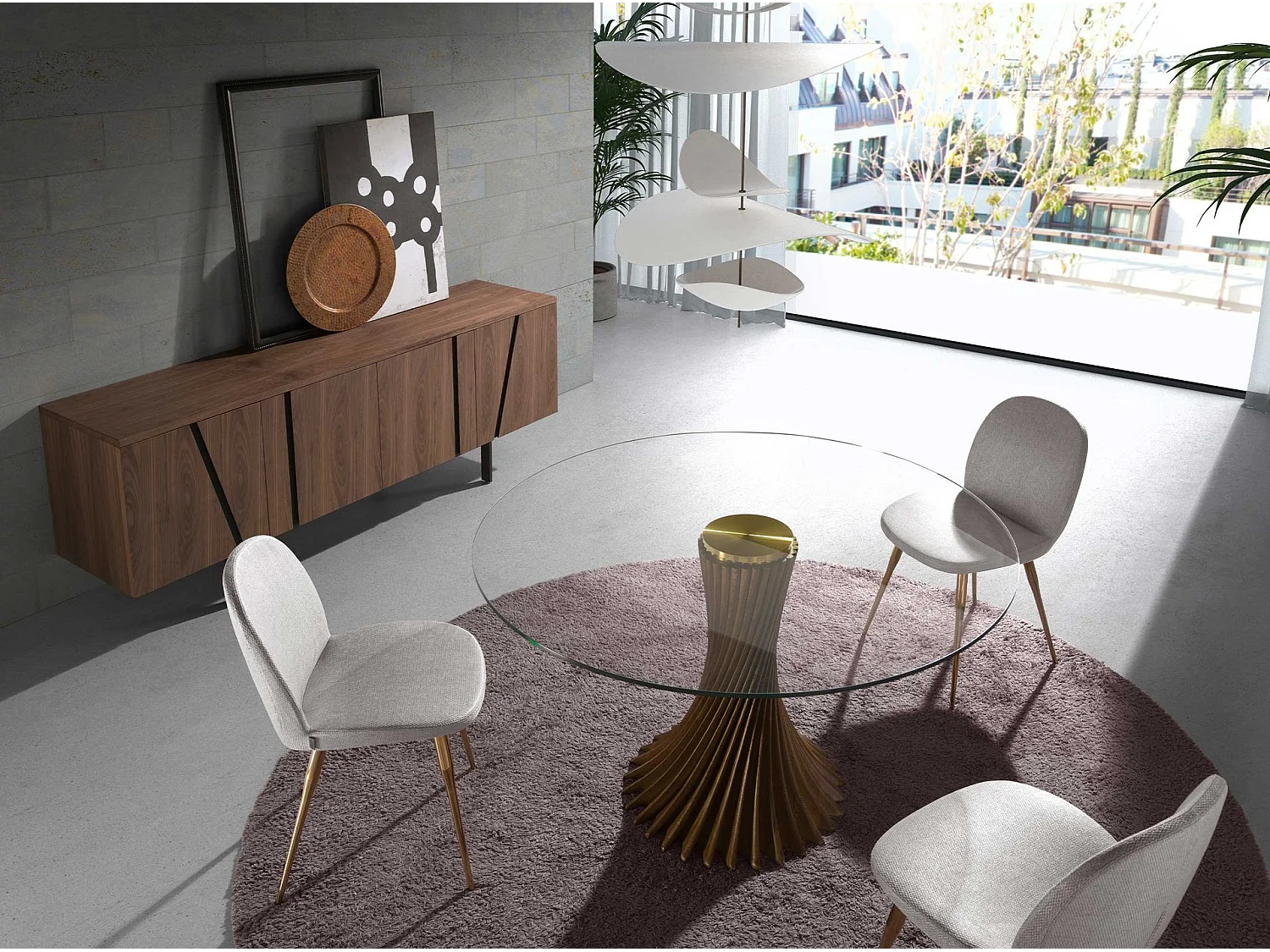 Buffet noyer et acier noir 3124 ANGEL CERDA