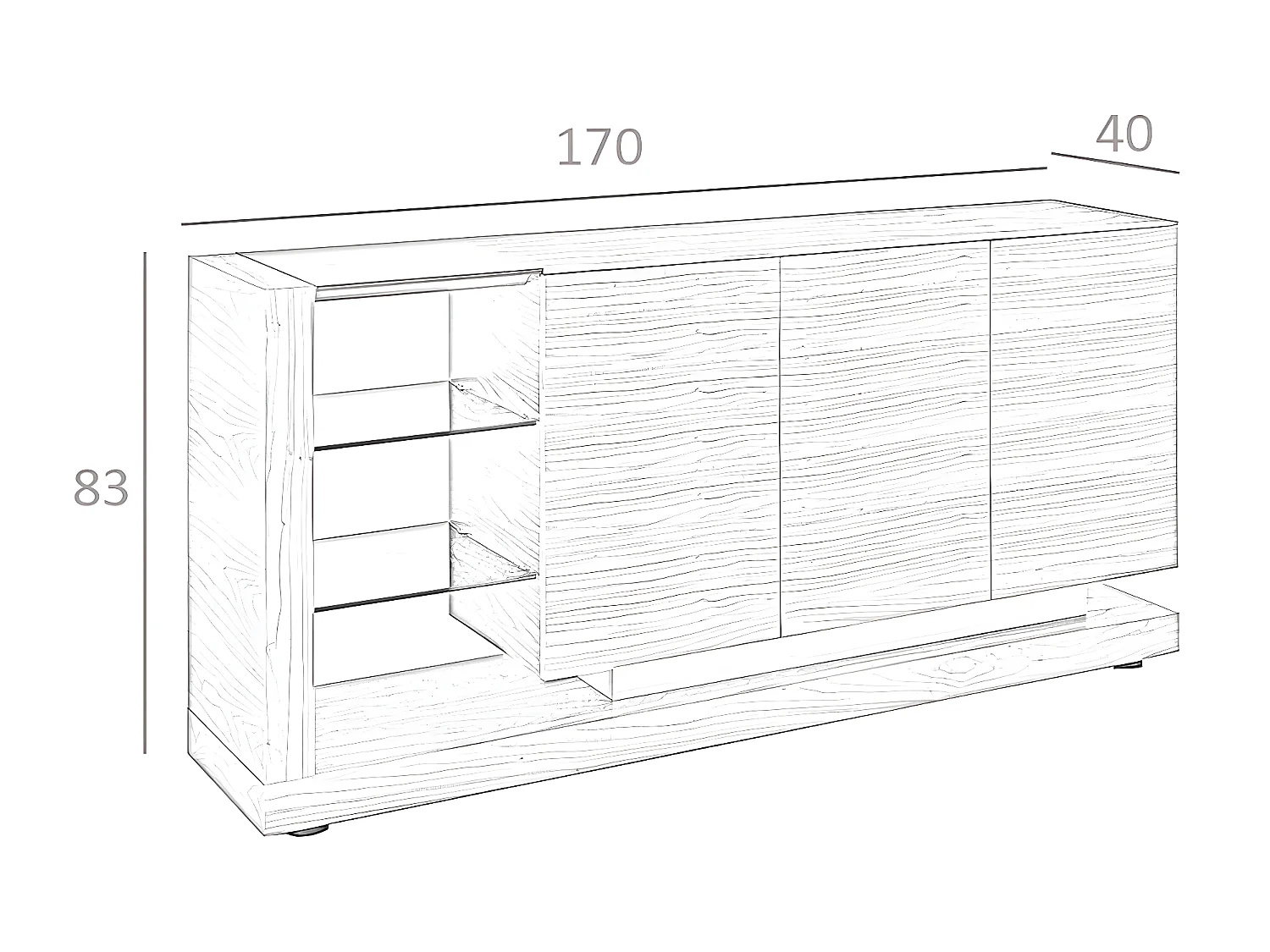 Credenza in legno di noce e vetro colorato nero   3140 ANGEL CERDA