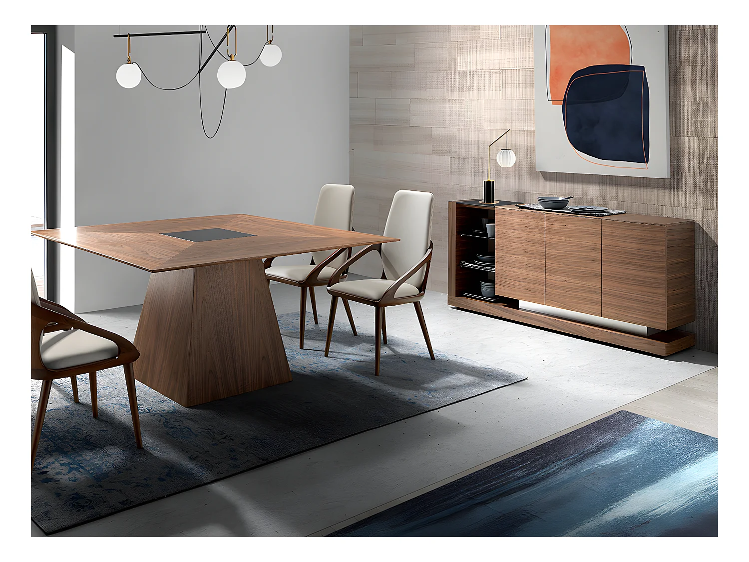 Credenza in legno di noce e vetro colorato nero   3140 ANGEL CERDA