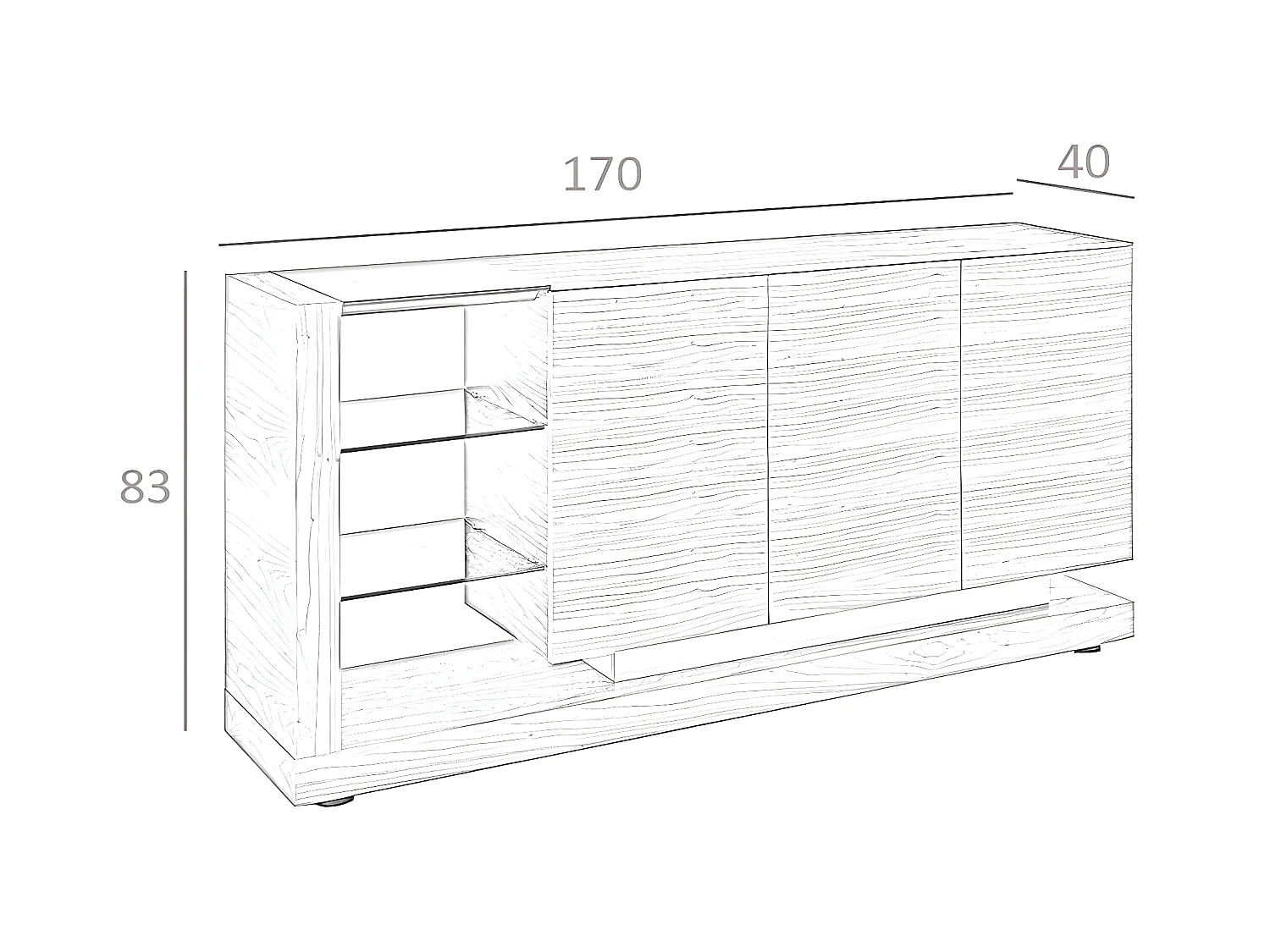 Dressoir van notenhout en zwart getint glas 3140 ANGEL CERDA