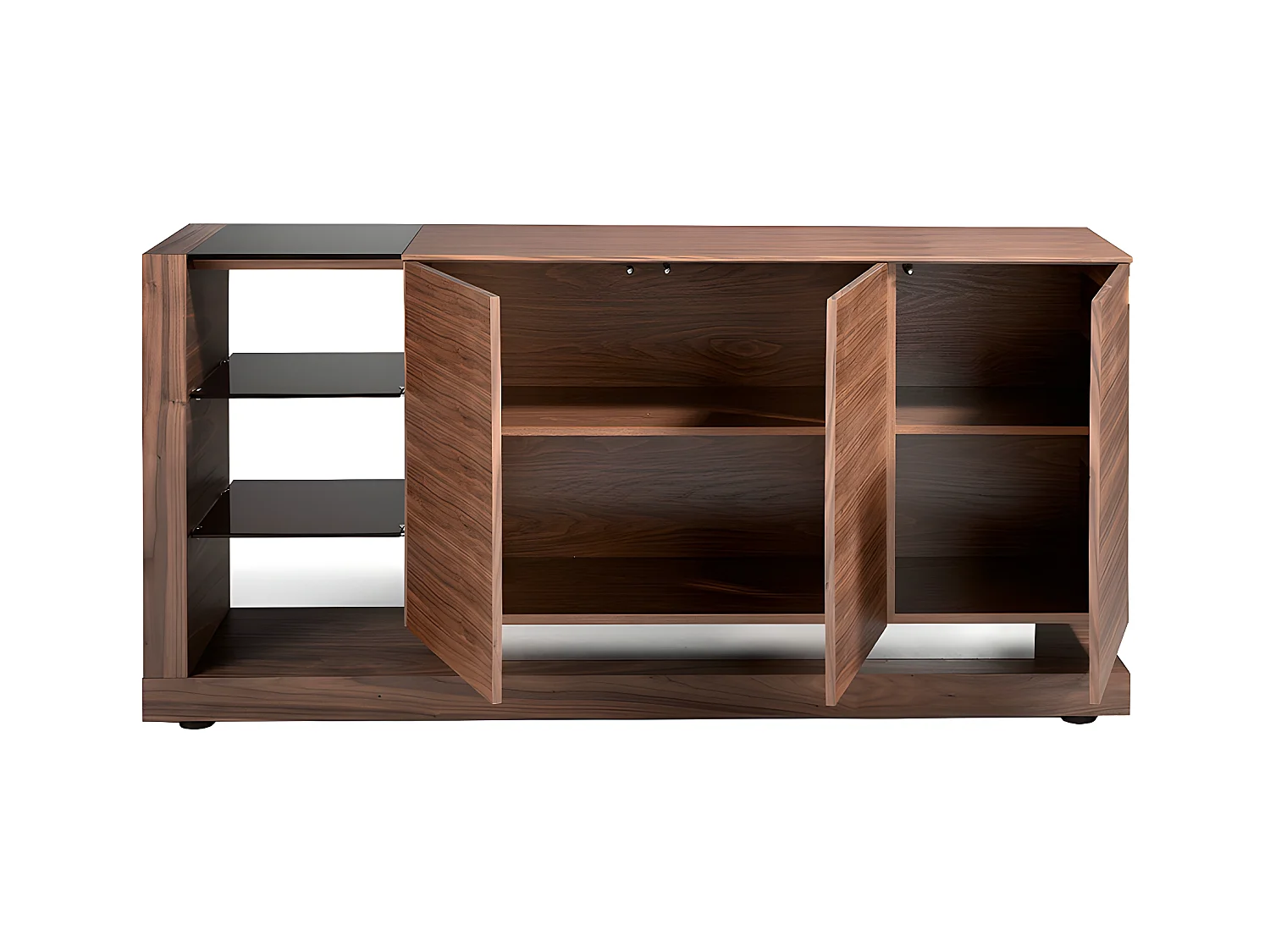 Dressoir van notenhout en zwart getint glas 3140 ANGEL CERDA