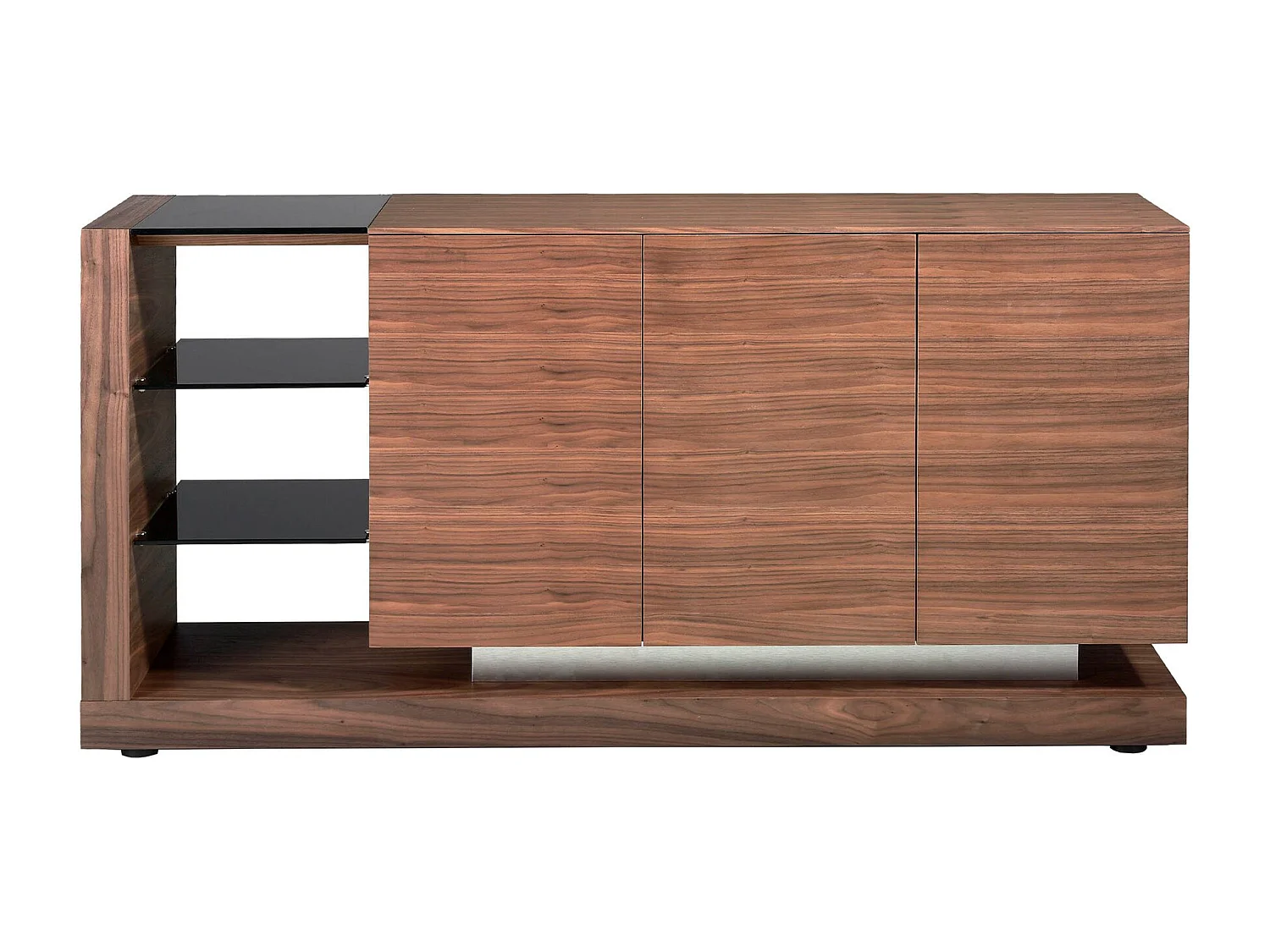 Credenza noce, acciaio spazzolato e piano in vetro nero 3140 ANGEL CERDA