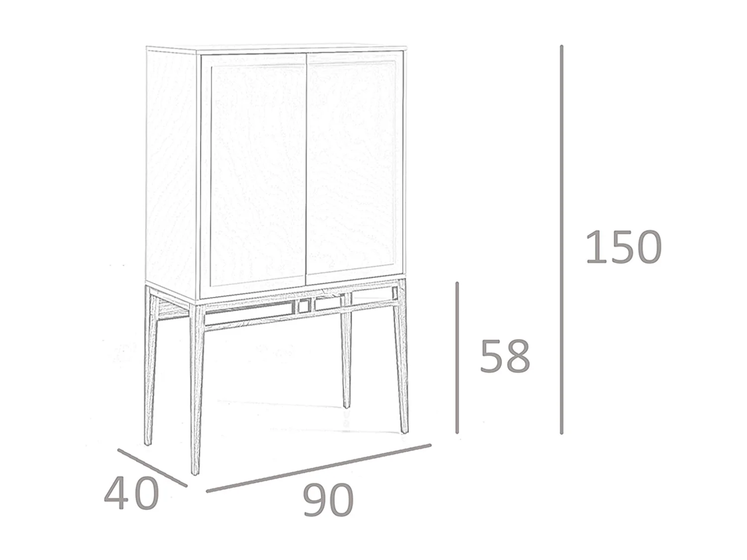 Wysoki kredens z drewna beżowego i orzechowego 3073 ANGEL CERDA