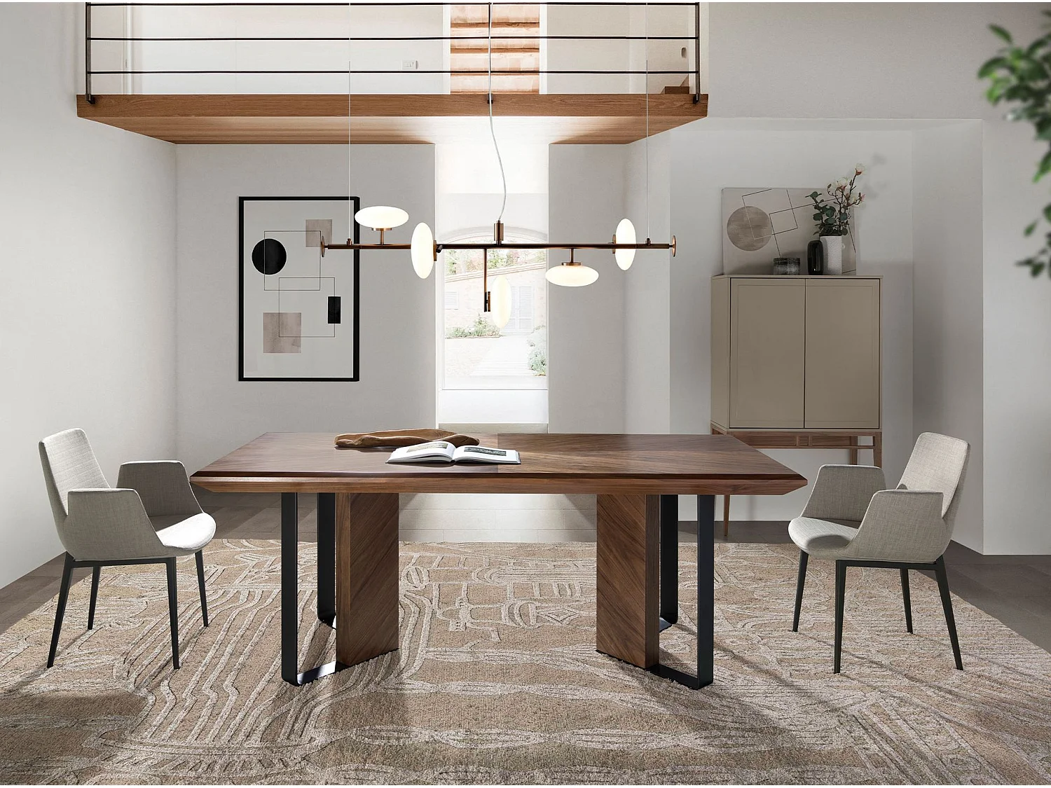 Buffet haut beige et noyer 3073 ANGEL CERDA