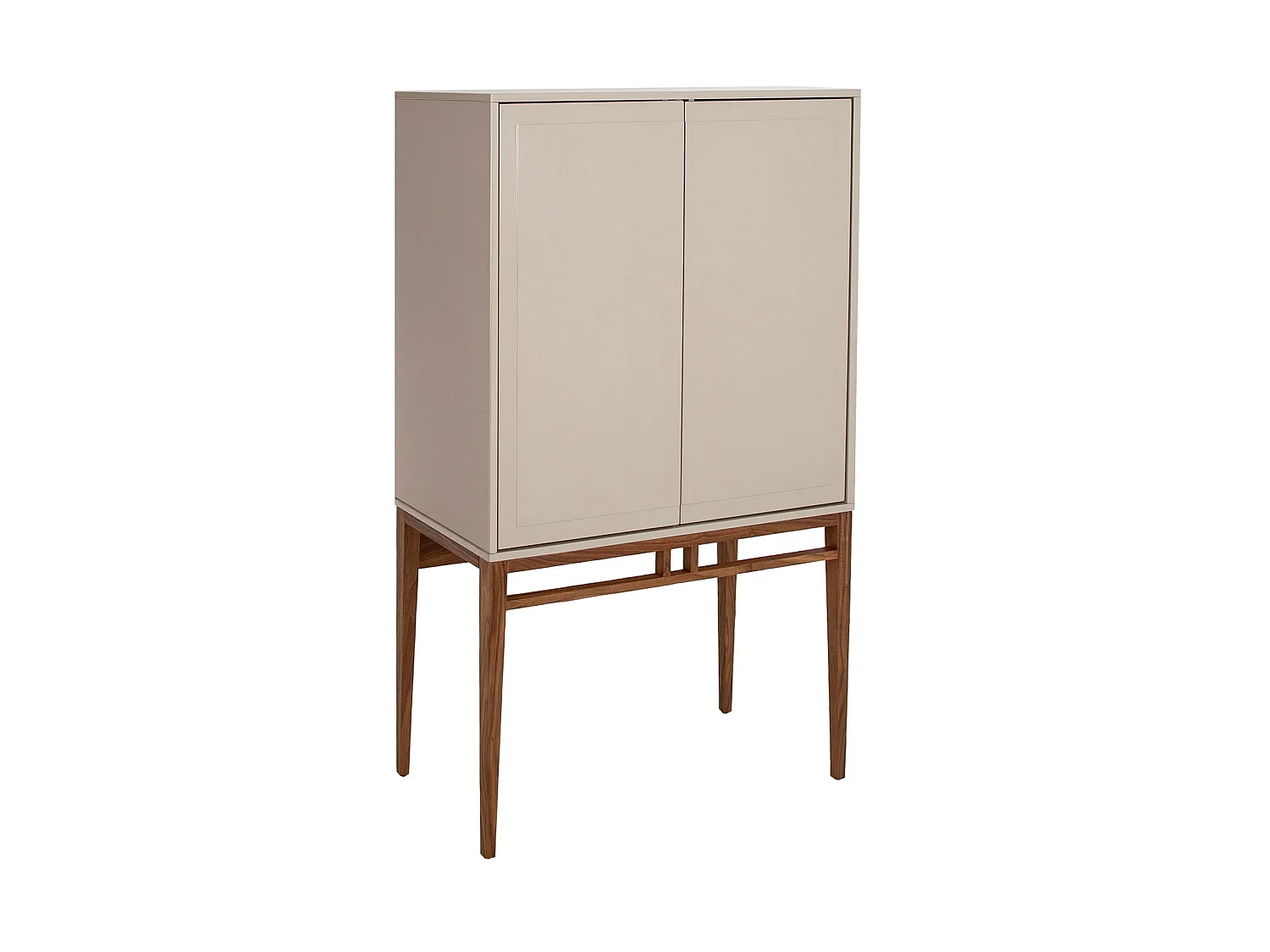Hoge buffetkast notenhout en beige 3073 ANGEL CERDA
