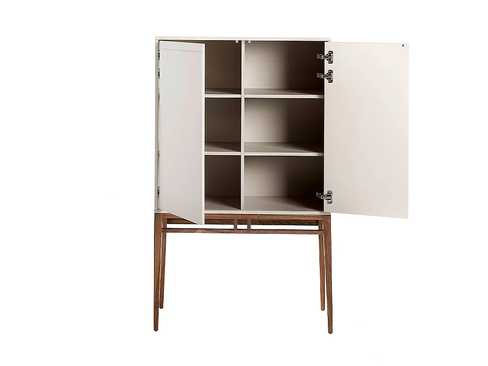 Hoge buffetkast notenhout en beige 3073 ANGEL CERDA