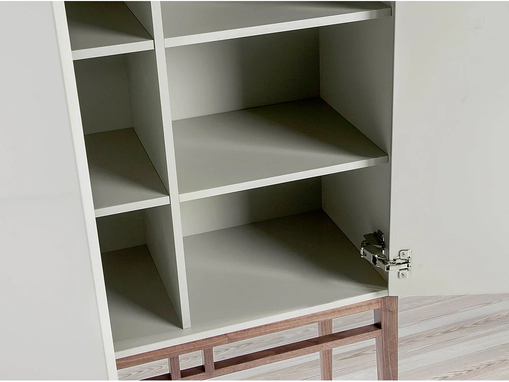 Hoge buffetkast notenhout en beige 3073 ANGEL CERDA