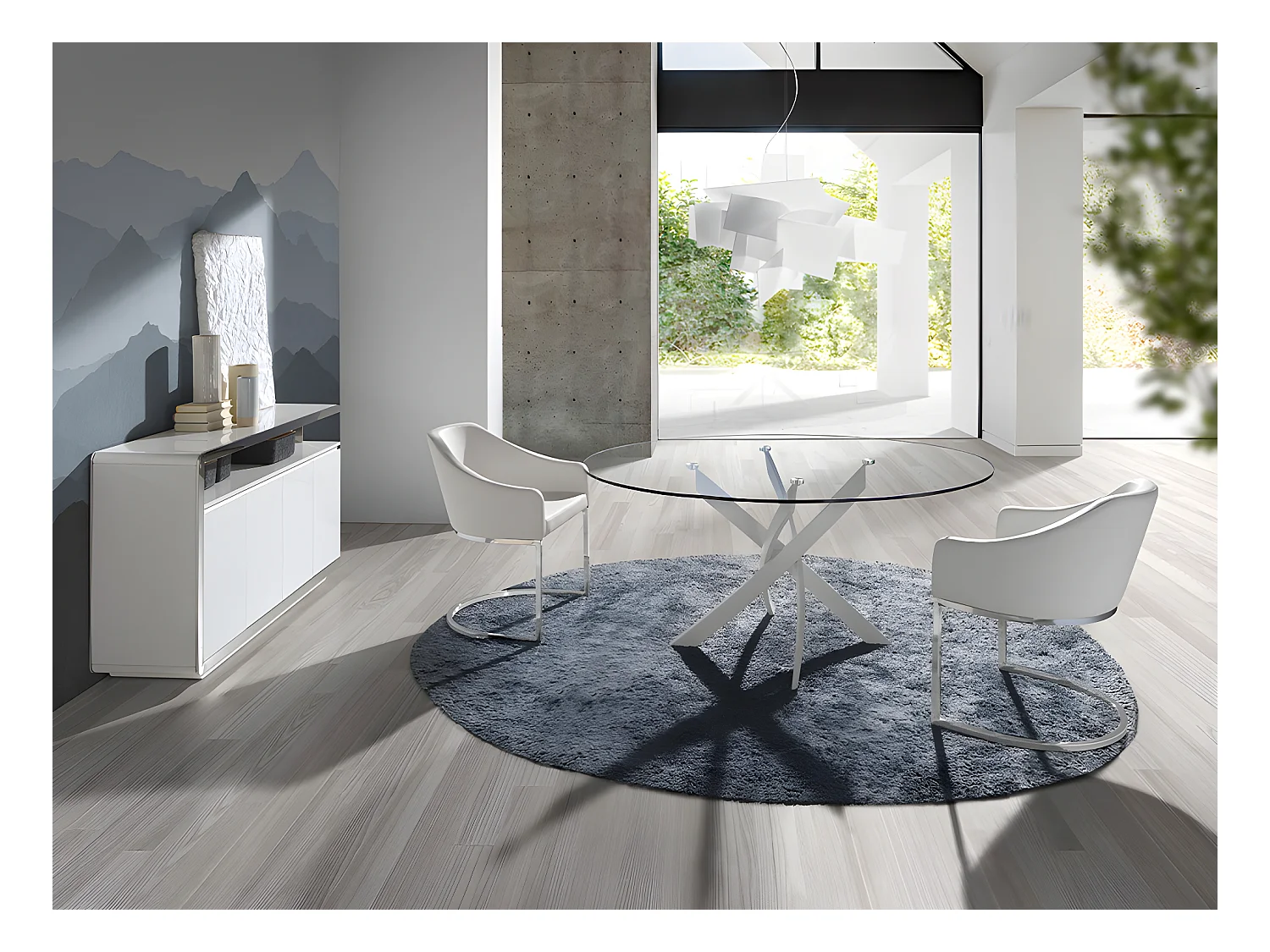 Buffet en bois blanc et acier inoxydable 3055 ANGEL CERDA