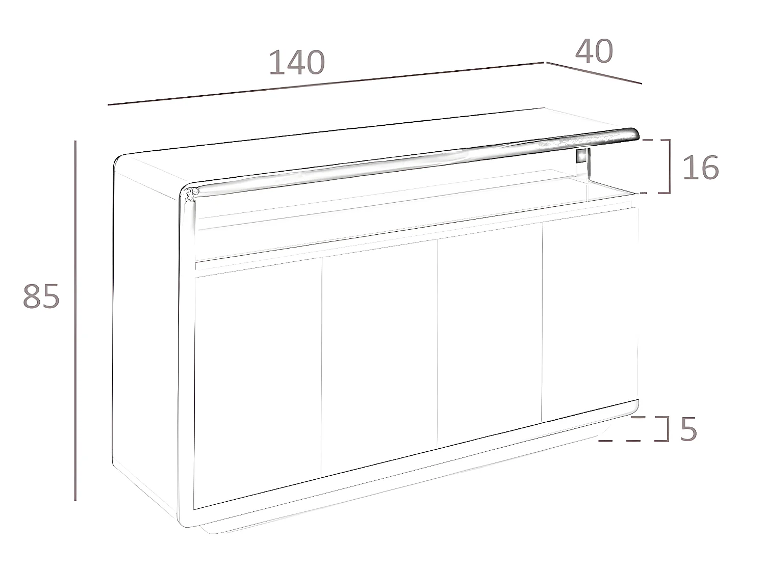 Buffet en bois blanc et acier inoxydable 3055 ANGEL CERDA