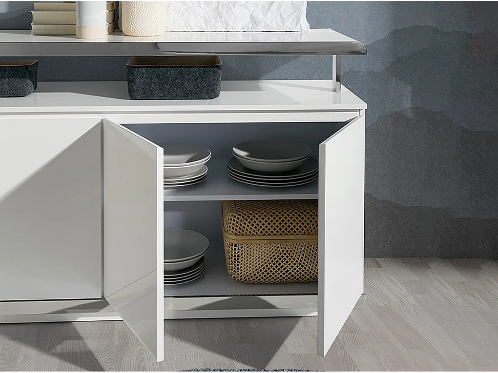 Dressoir wit hout en verchroomd stalen voet 3055 ANGEL CERDA