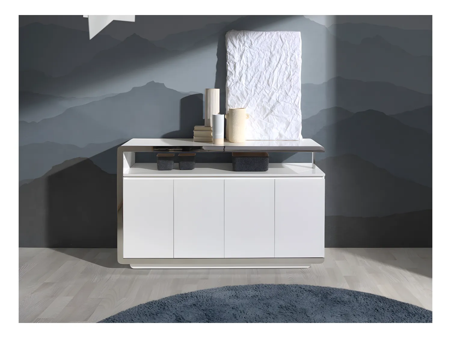 Weißes Sideboard mit Stahlstruktur  3055 ANGEL CERDA