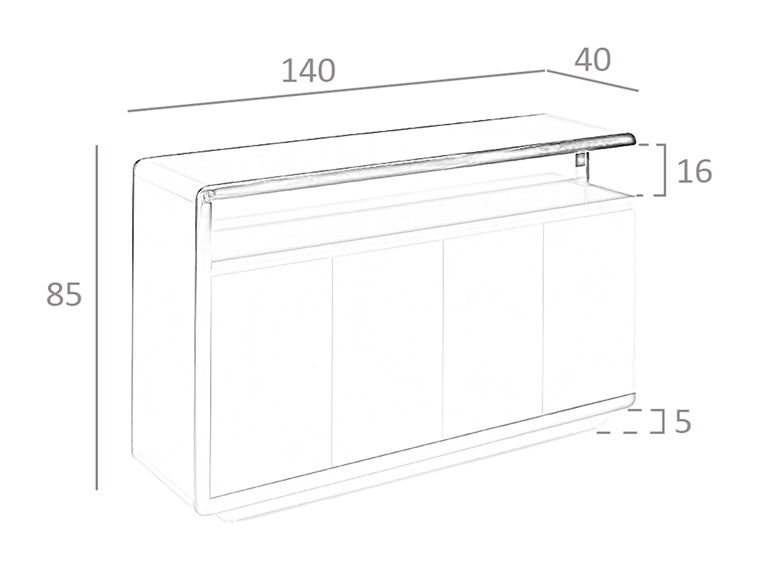 Buffet en bois blanc et acier chromé 3055 ANGEL CERDA