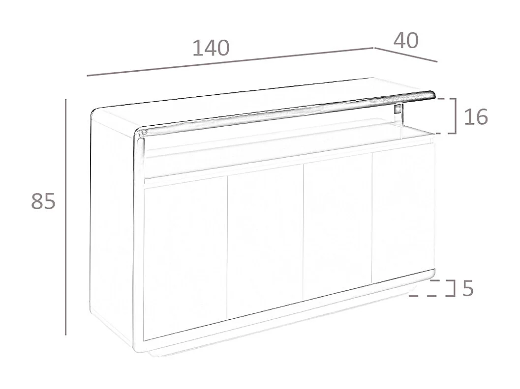 Buffet en bois blanc et acier chromé 3055 ANGEL CERDA