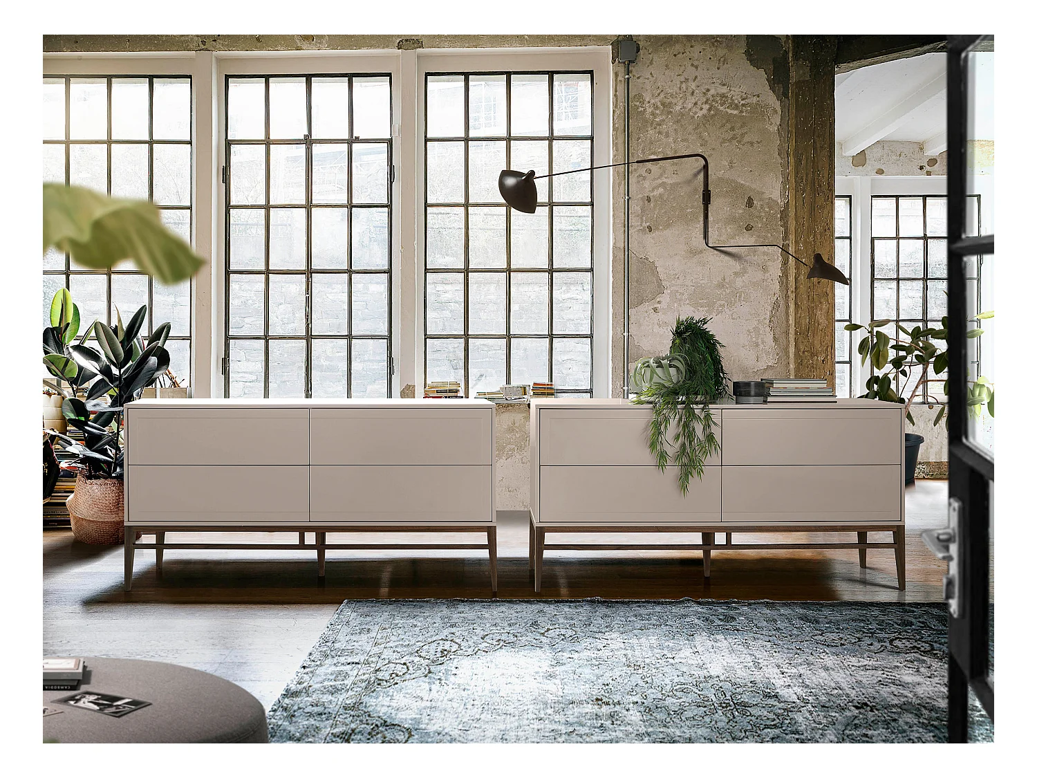 Buffet en bois gris et pieds en bois 3074 ANGEL CERDA