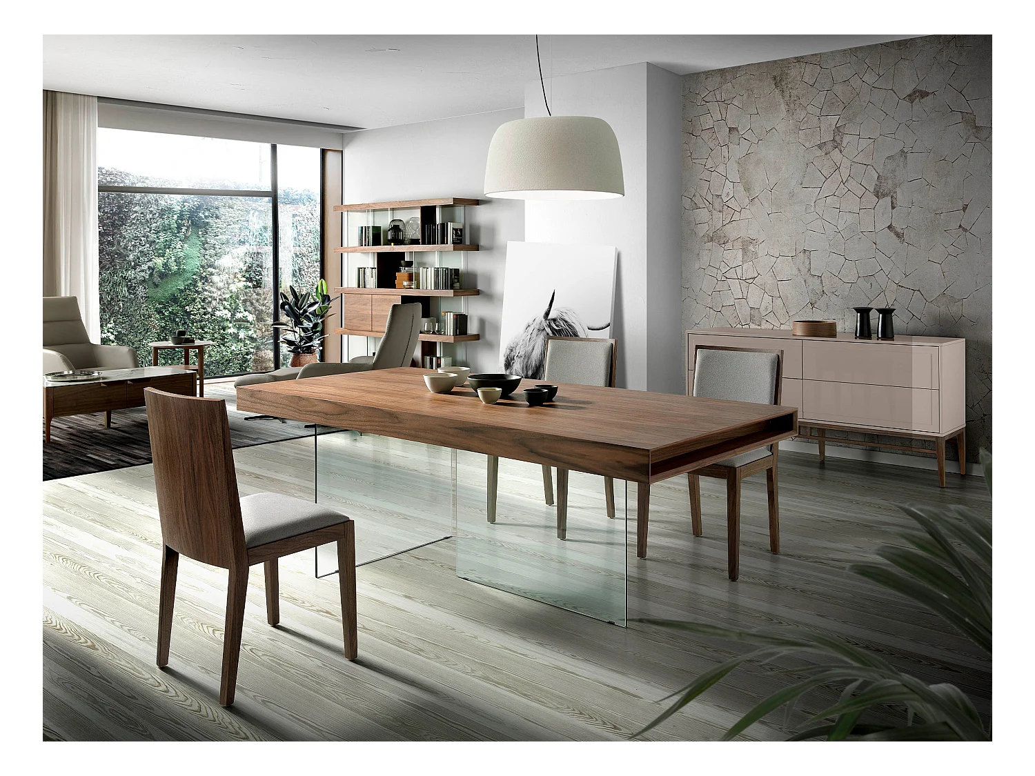 Buffet en bois gris et pieds en bois 3074 ANGEL CERDA