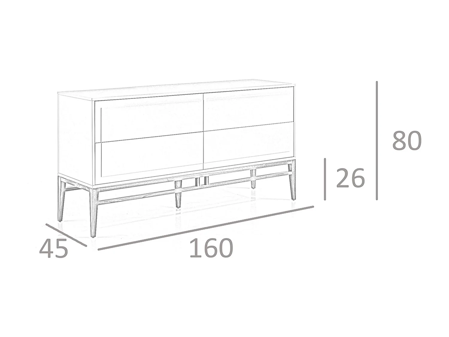 Buffet en bois gris et pieds en bois 3074 ANGEL CERDA