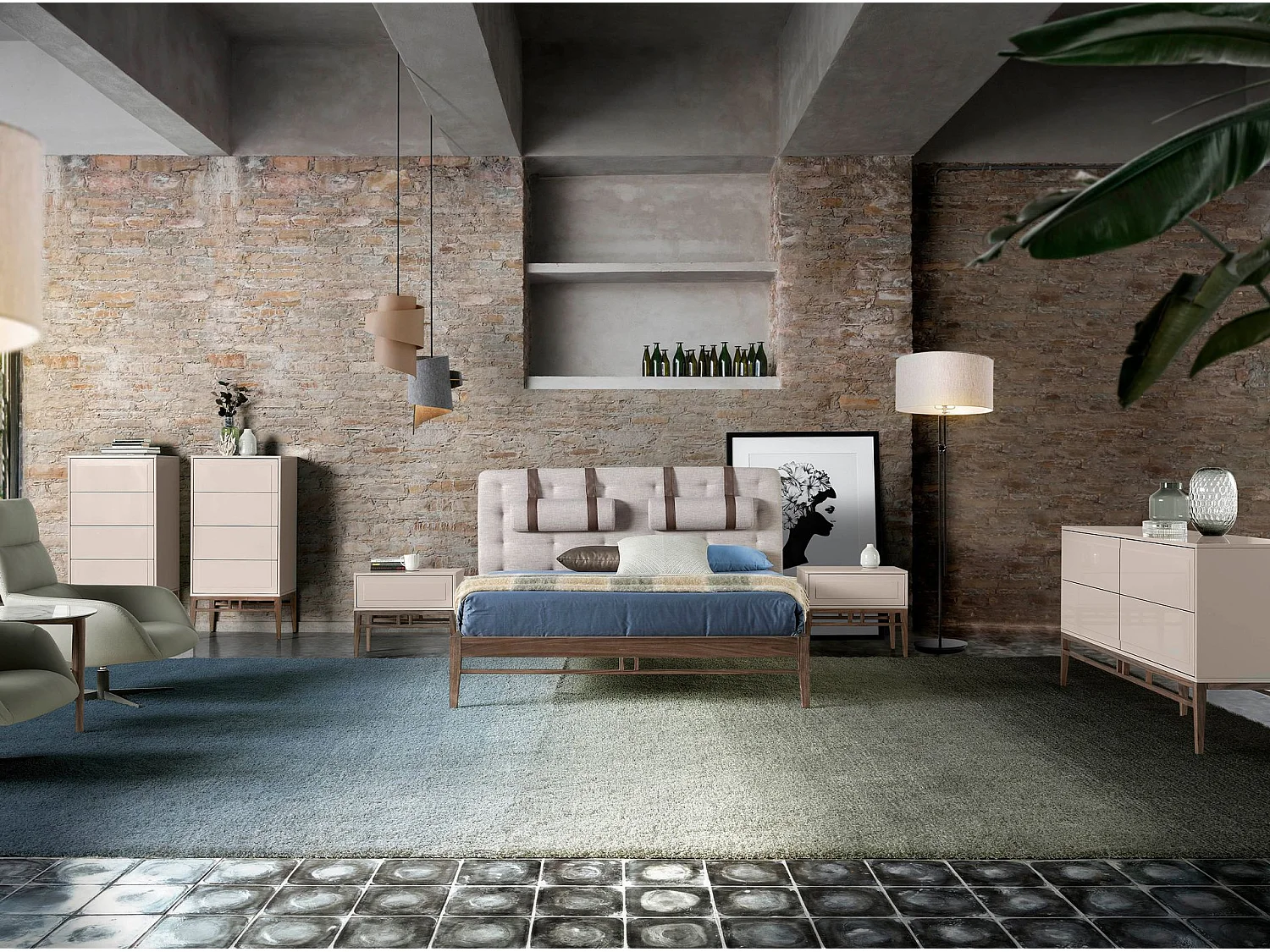 Kredens z drewna beżowego i orzechowego 3074 ANGEL CERDA