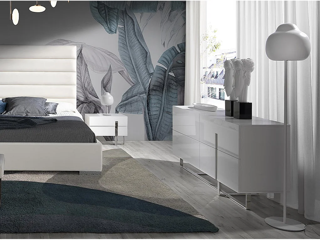 Buffet en bois blanc et acier chromé 3052 ANGEL CERDA