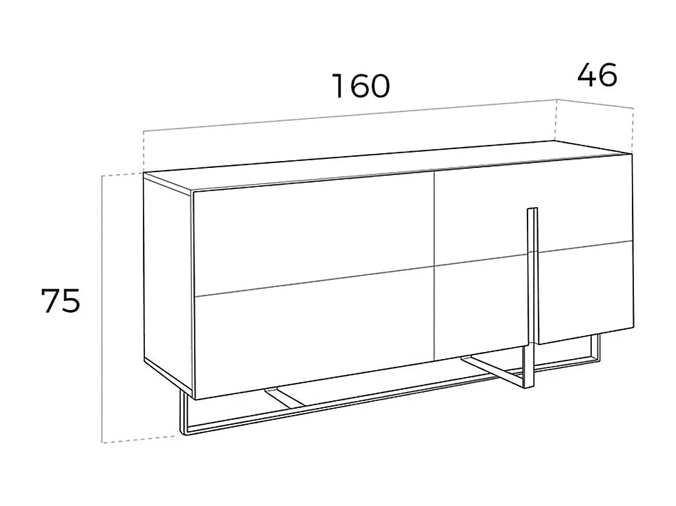 Buffet en bois blanc et acier chromé 3052 ANGEL CERDA