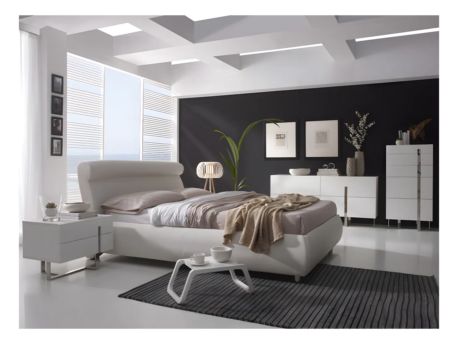 Buffet blanc et acier chromé 3052 ANGEL CERDA