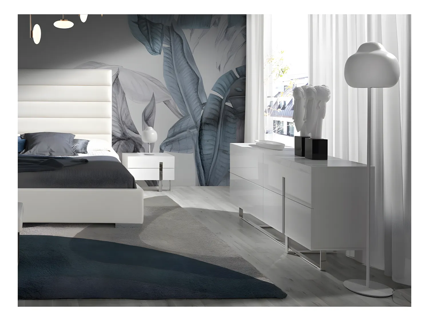 Buffet blanc et acier chromé 3052 ANGEL CERDA