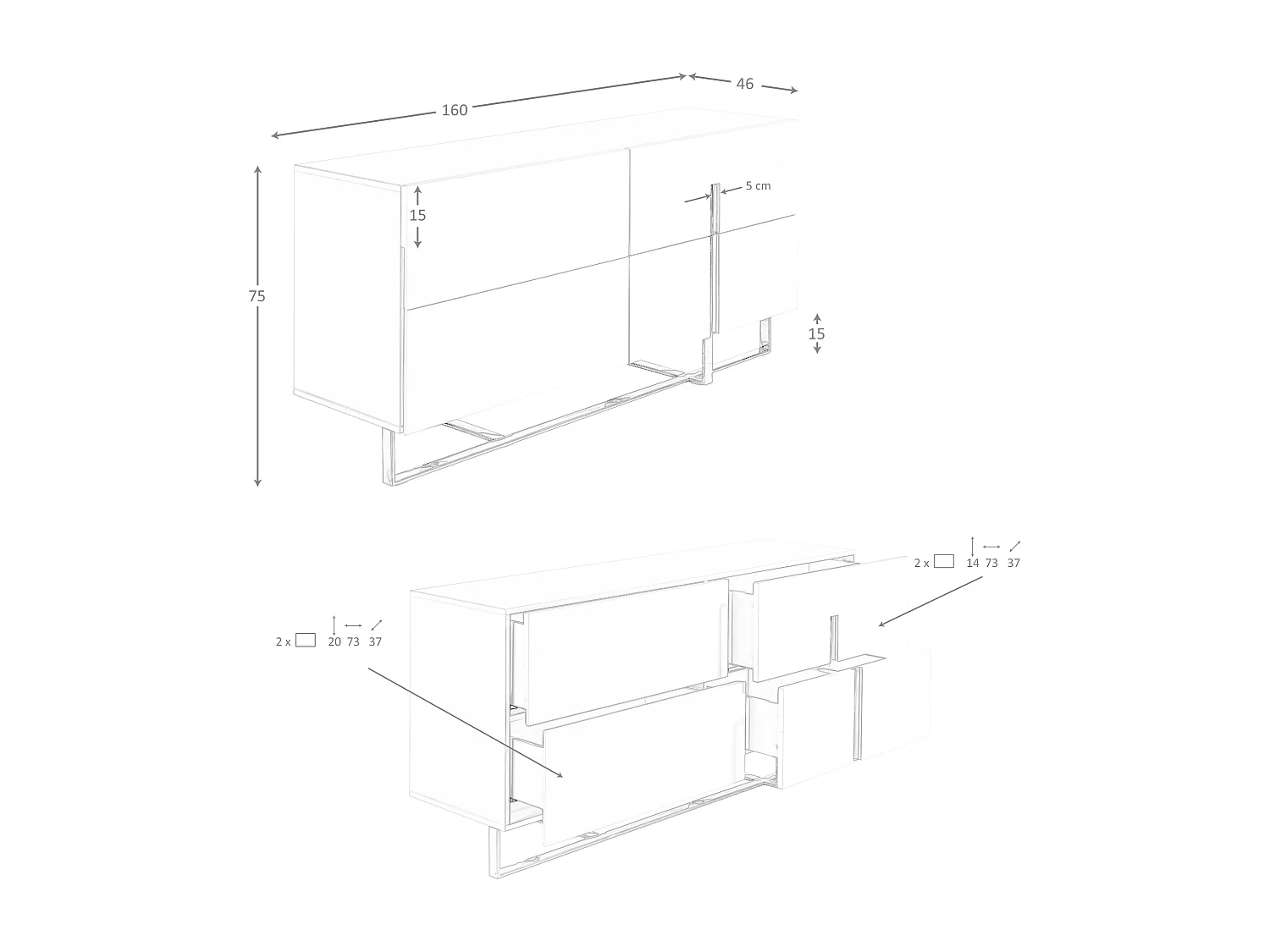 Kredens z białego drewna i chromowanej stali 3052 ANGEL CERDA