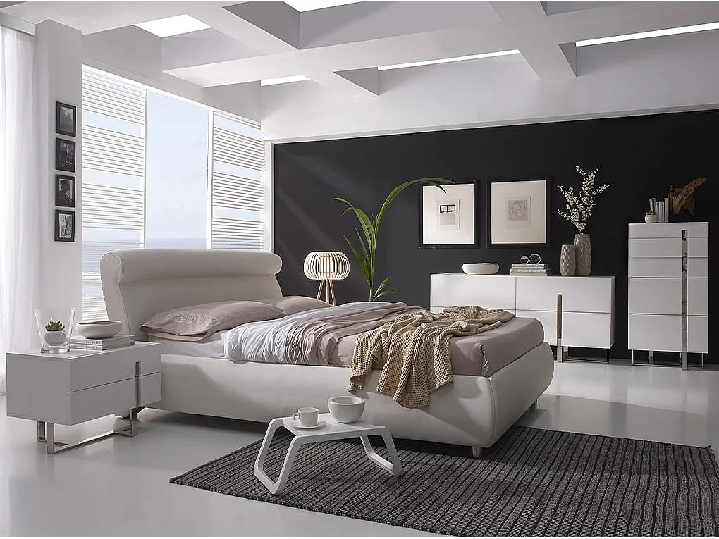 Credenza in legno bianco e acciaio cromato 3052 ANGEL CERDA