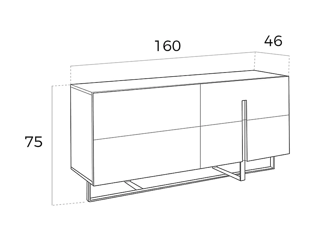 Credenza in legno bianco e acciaio cromato 3052 ANGEL CERDA