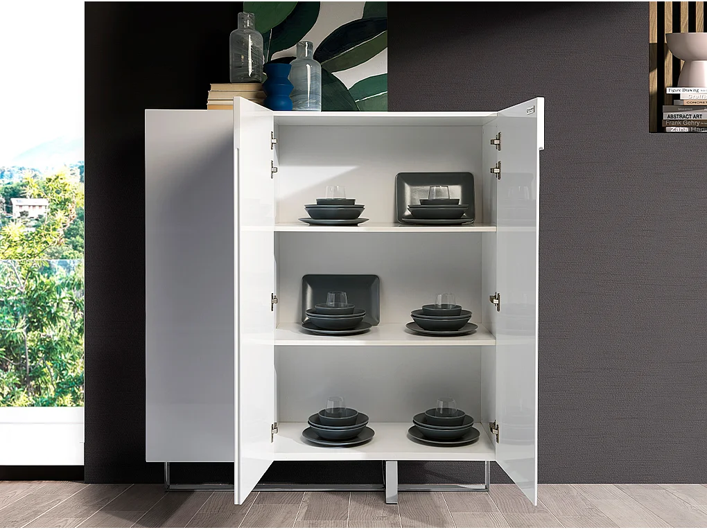 Buffet blanc et acier chromé 3053 ANGEL CERDA