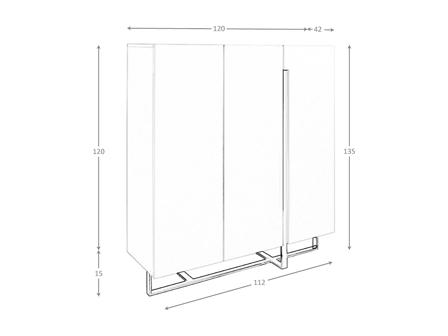 Buffet haut en bois blanc et acier chromé 3053 ANGEL CERDA