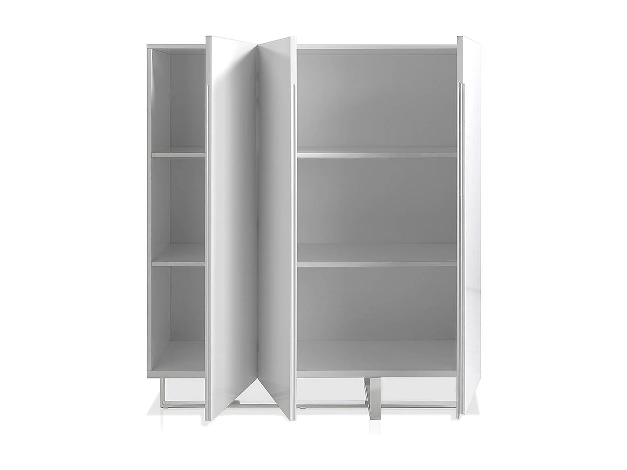 Buffet haut en bois blanc et acier chromé 3053 ANGEL CERDA