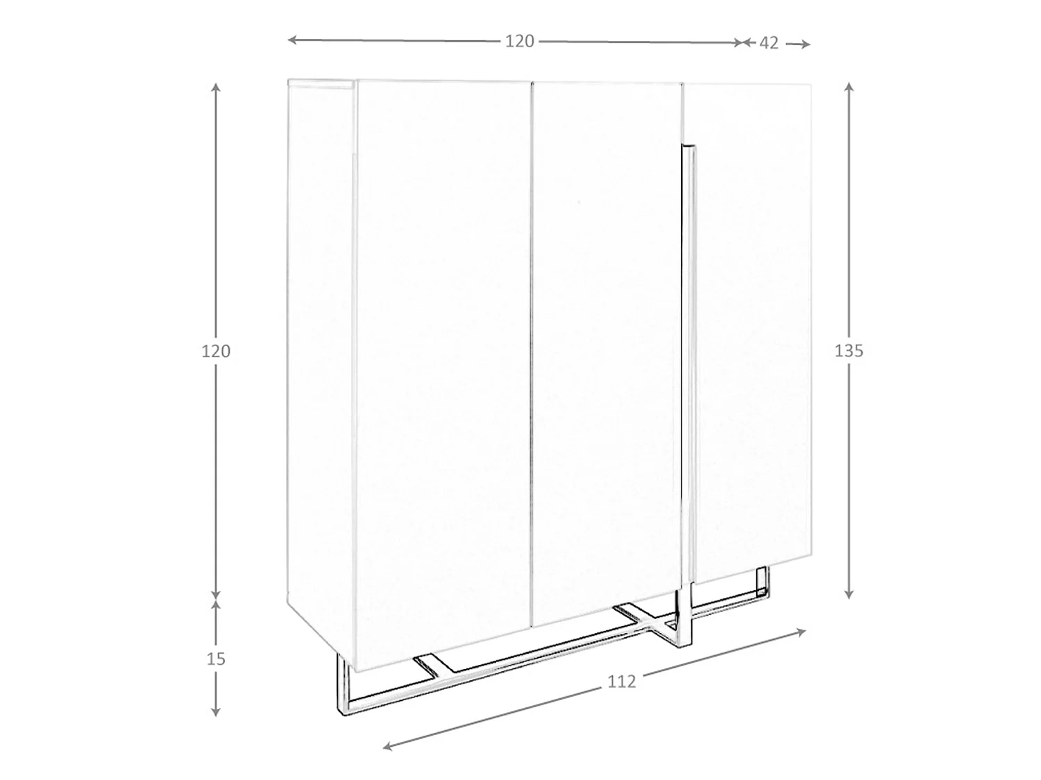 Credenza alta in legno bianco e acciaio cromato 3053 ANGEL CERDA