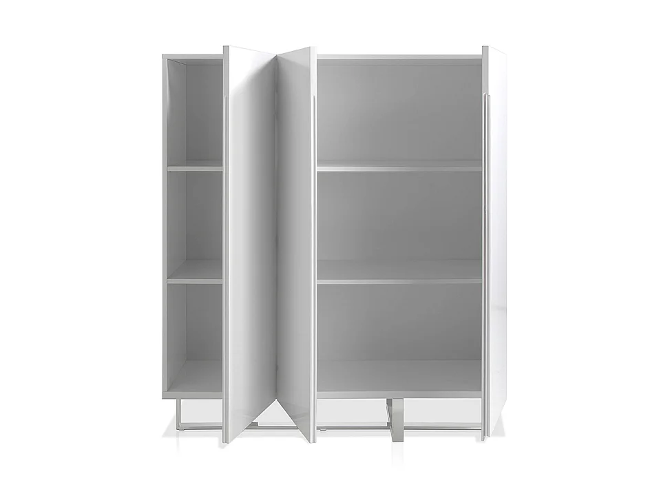 Credenza alta in legno bianco e acciaio cromato 3053 ANGEL CERDA