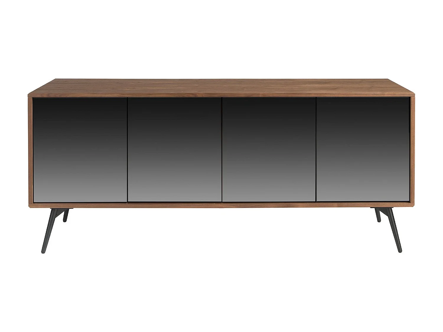 Sideboard aus schwarzem Glas mit Spiegeleffekt, Walnuss und schwarzem Stahl 3061 ANGEL CERDA
