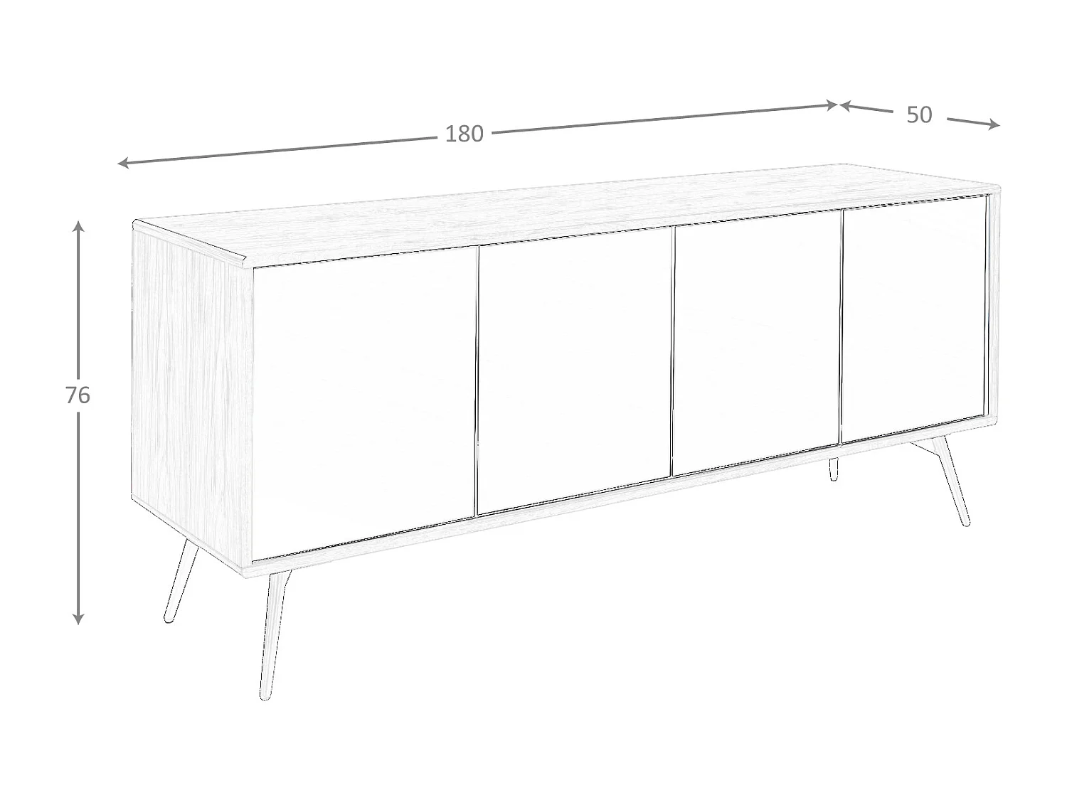 Sideboard aus schwarzem Glas mit Spiegeleffekt, Walnuss und schwarzem Stahl 3061 ANGEL CERDA