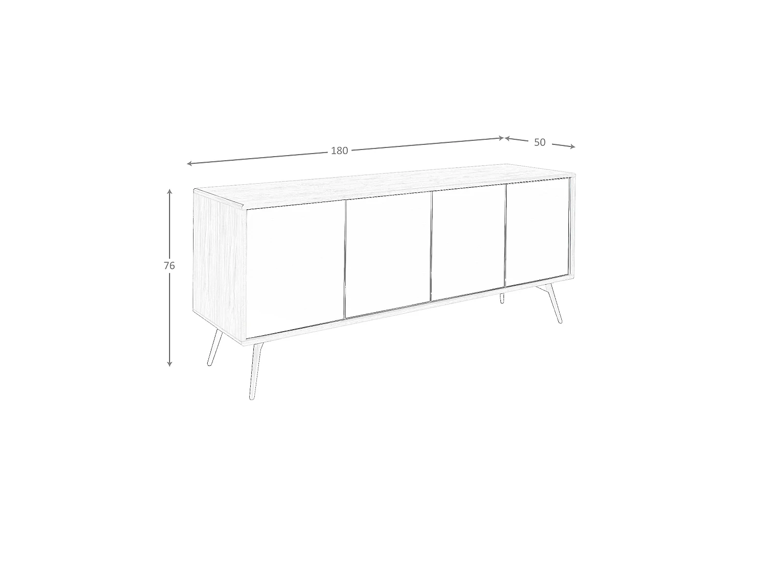Sideboard aus schwarzem Glas mit Spiegeleffekt, Walnuss und schwarzem Stahl 3061 ANGEL CERDA