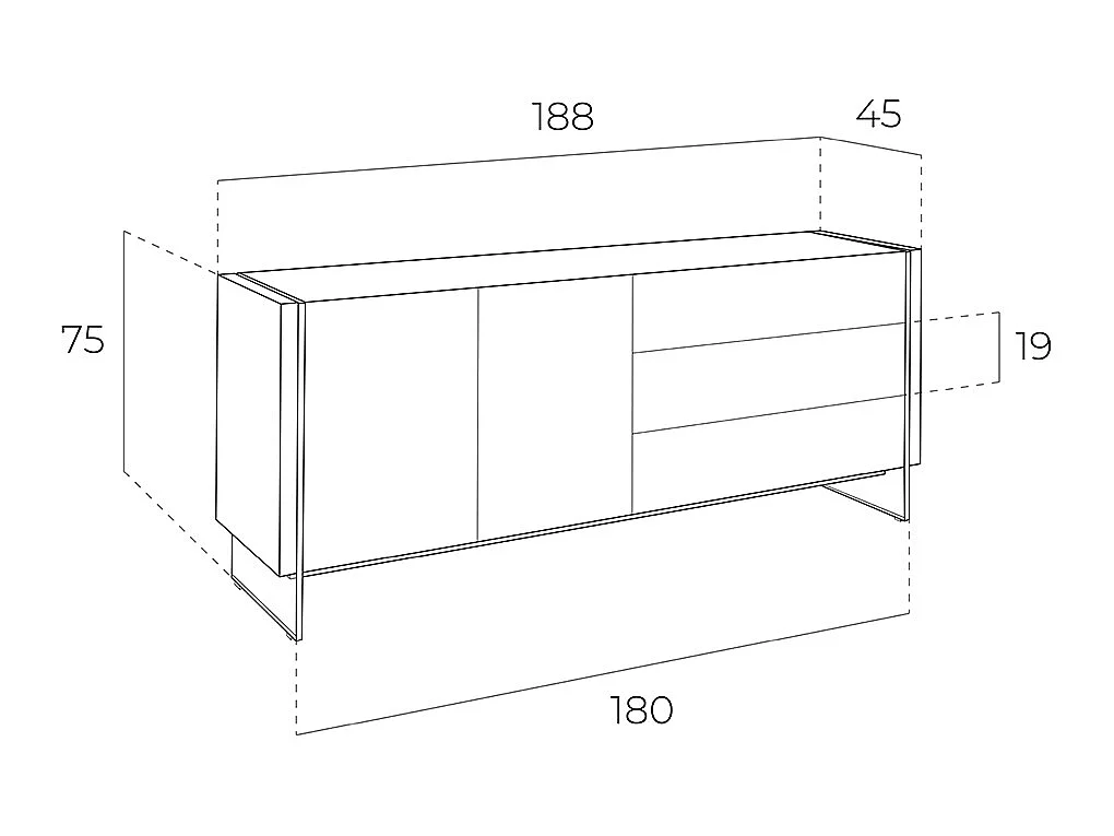 Sideboard aus Nussbaum und Glas  3086 ANGEL CERDA