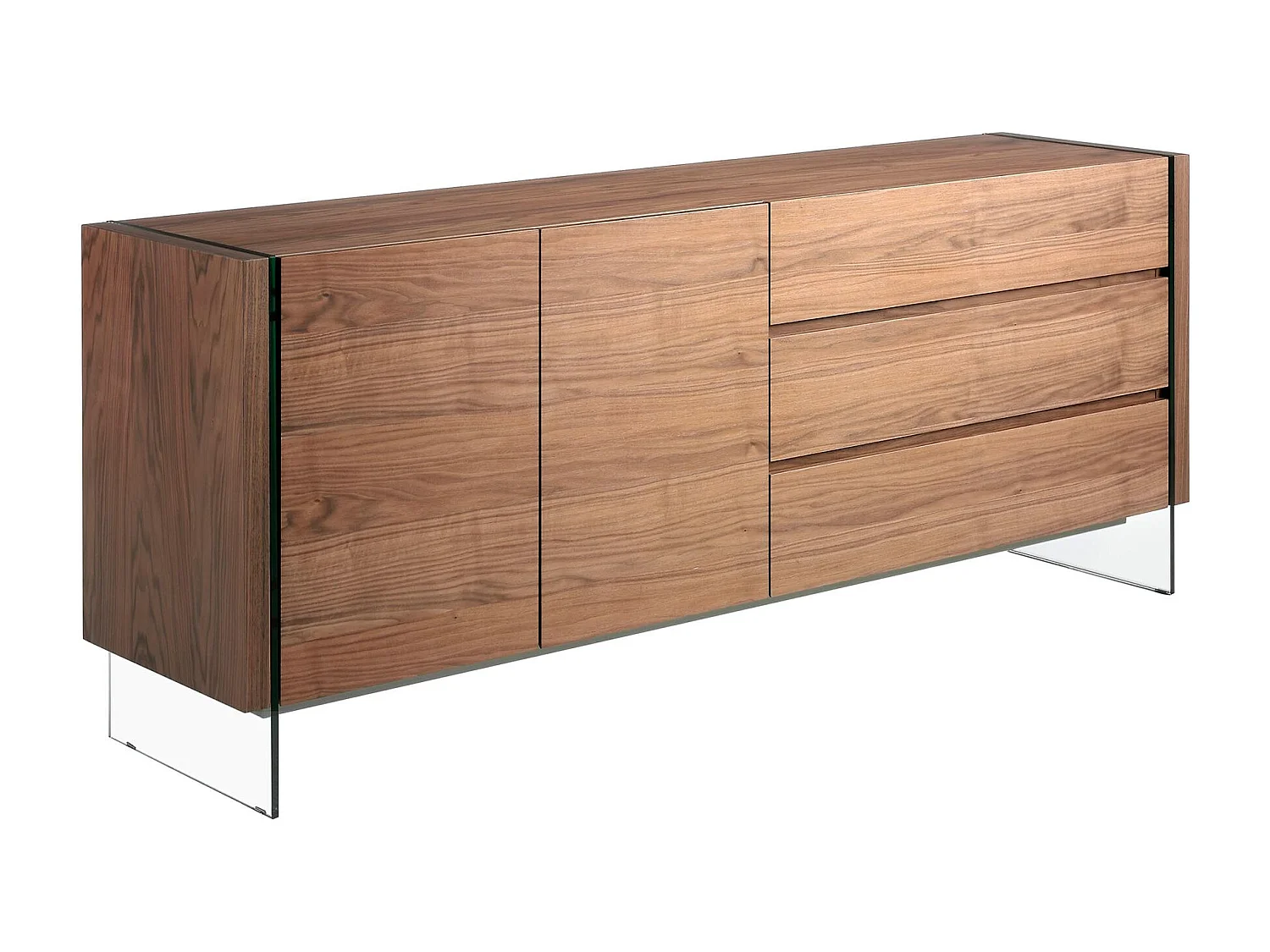 Walnoot dressoir met glazen zijkanten 3086 ANGEL CERDA