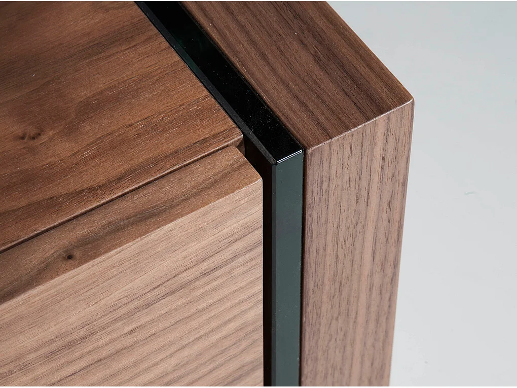 Walnoot dressoir met glazen zijkanten 3086 ANGEL CERDA