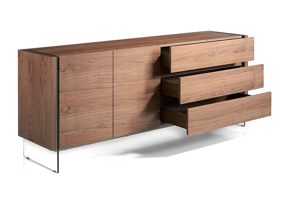 Dressoir van notenhout en gehard glas 3086 ANGEL CERDA