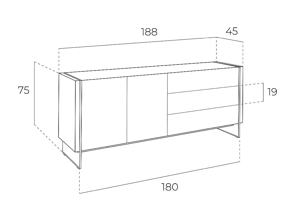 Dressoir van notenhout en gehard glas 3086 ANGEL CERDA
