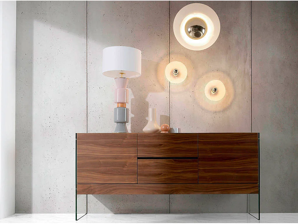 Sideboard Nussbaumholz mit Glasseiten 3062 ANGEL CERDA