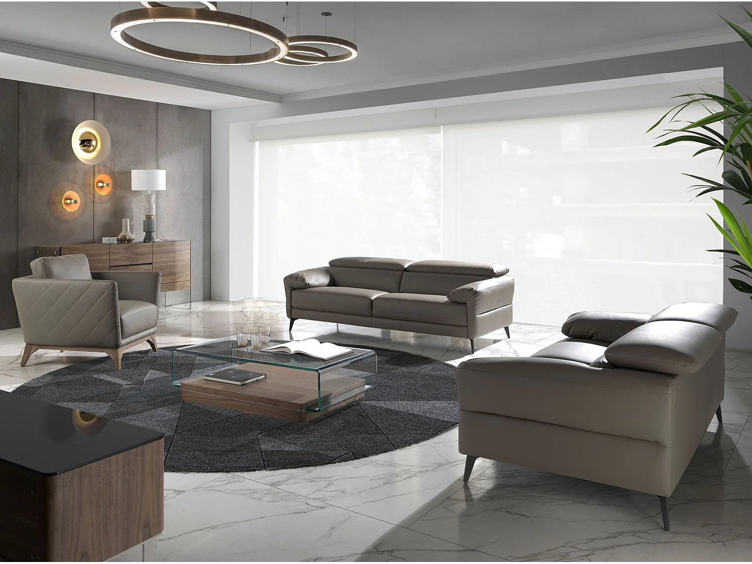 Sideboard Nussbaum und gehärtetes Glas 3062 ANGEL CERDA