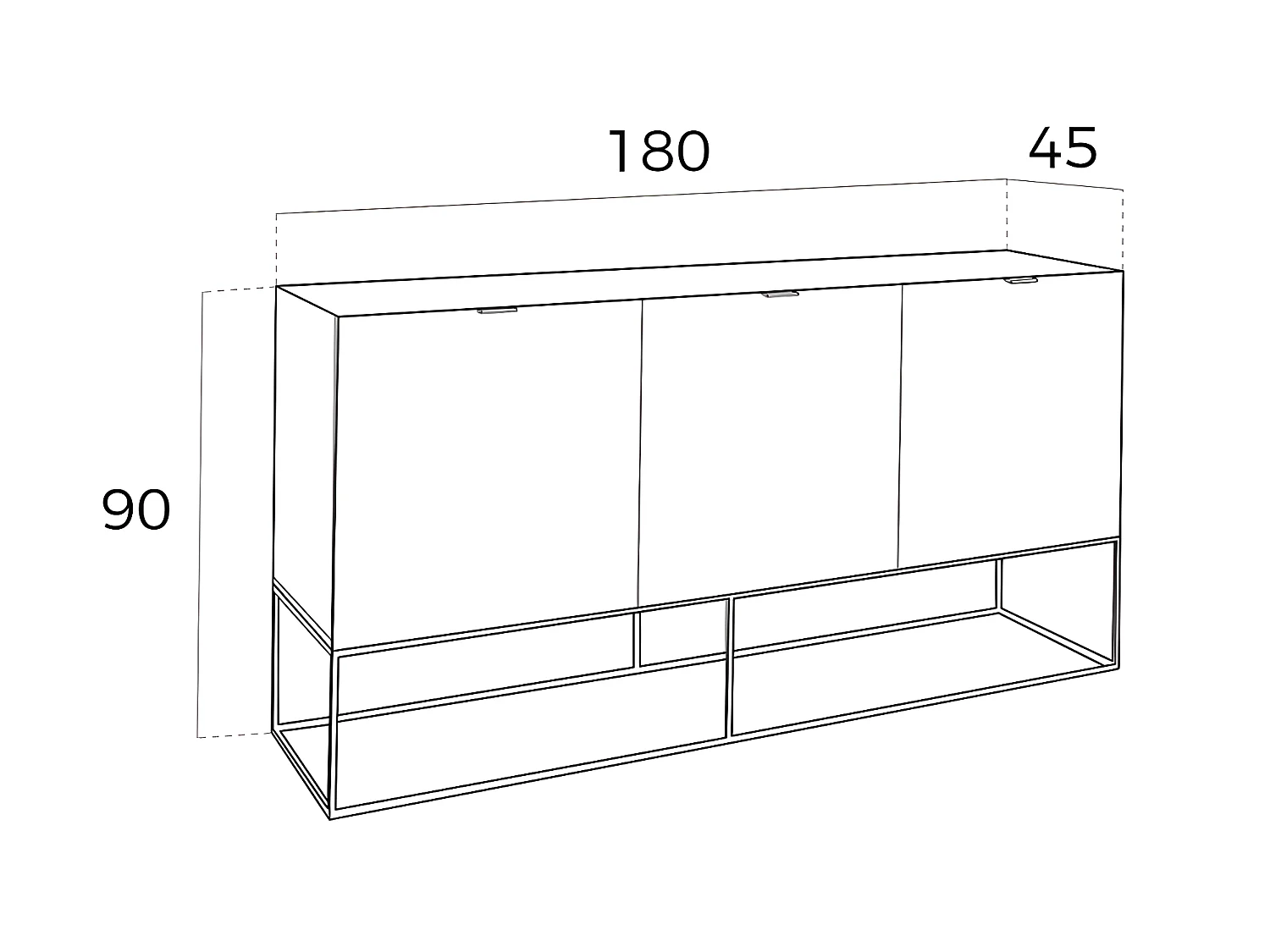 Buffet en bois gris perle et acier noir 3054 ANGEL CERDA