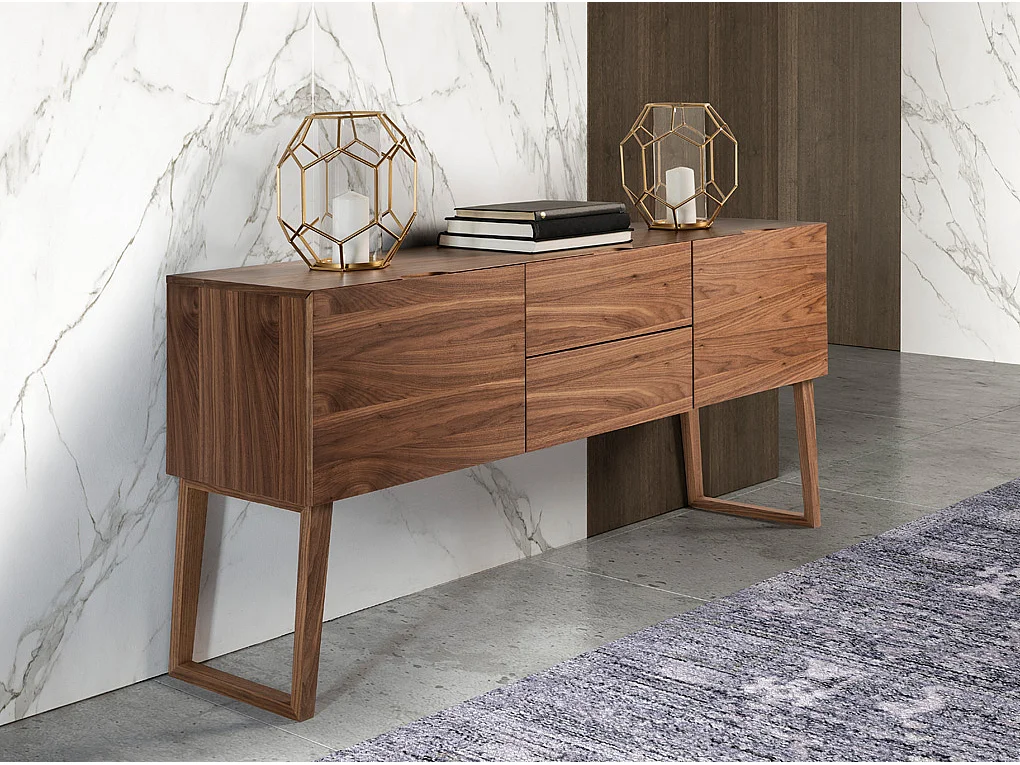 Aparador com estrutura em madeira folheada a nogueira com duas portas  3077