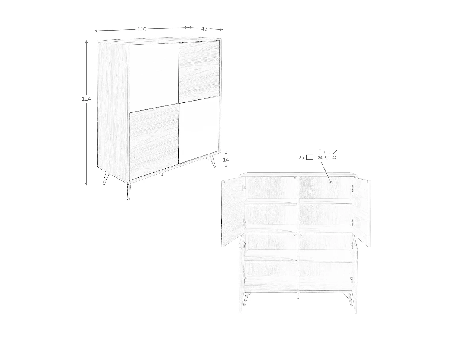 Buffet et portes en verre noir 3059 ANGEL CERDA