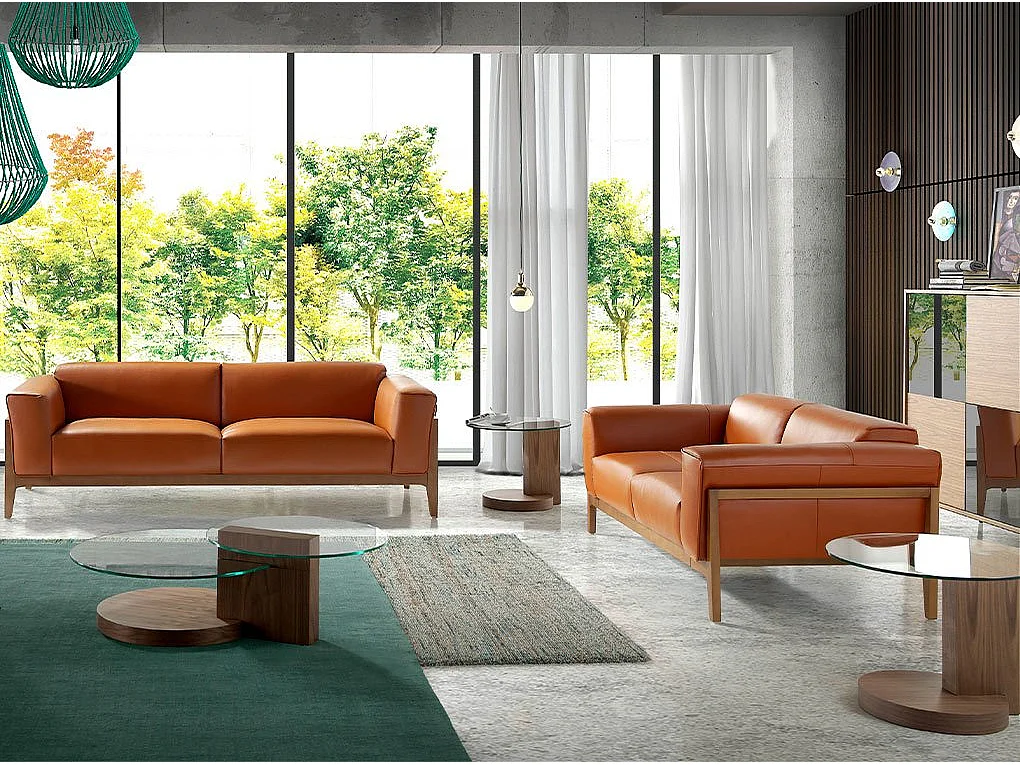 Credenza alta in vetro nero effetto specchio, noce e acciaio nero 3059 ANGEL CERDA